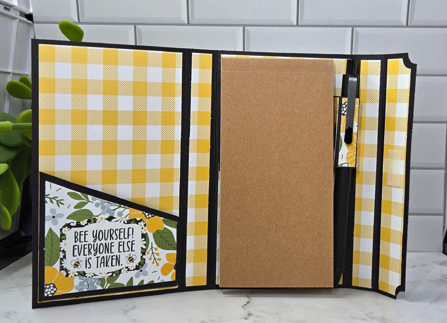 Mini Notepad Holder - Yellow Floral